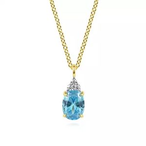 Gabriel Sterling Silver Cushion Shaped Blue Topaz Pendant